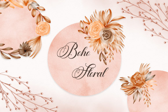 Download Boho Floral Watercolor Circle Clipart - Boho floral watercolor Collection
