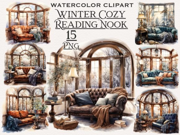 Download Winter Cozy Reading Nook PNG Bundle - Reading nook Collection