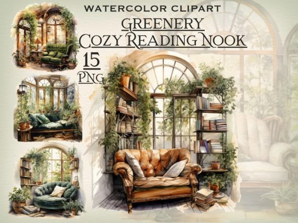 Download Greenery Cozy Reading Nook PNG Bundle - Reading nook Collection