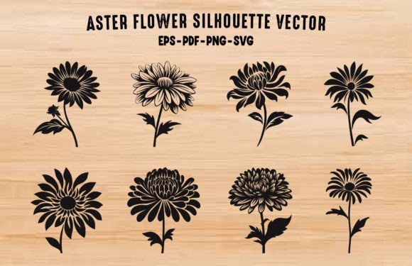 Download Aster Flower Silhouette Vector SVG Set - Premium Resources