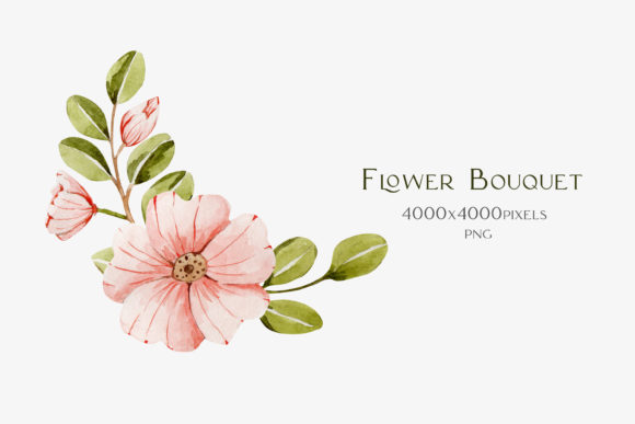 Download Watercolor Bouquet with Pink Flower - Watercolor bouquet Collection