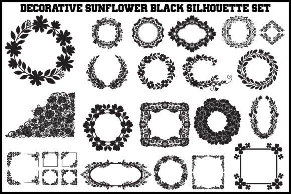 Download Decorative Sunflower Black Silhouette Se - Premium Bundle