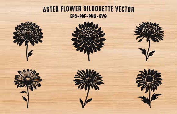 Download Aster Flower Vector Black Silhouette Set - Premium Resources